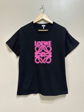 Loewe Black Neon Anagram Cotton Crew Neck Tee T-shirt Size S